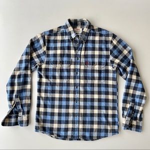 Mens Fjallraven Skog Shirt Flannel Blue Plaid Size Medium Slim Fit
